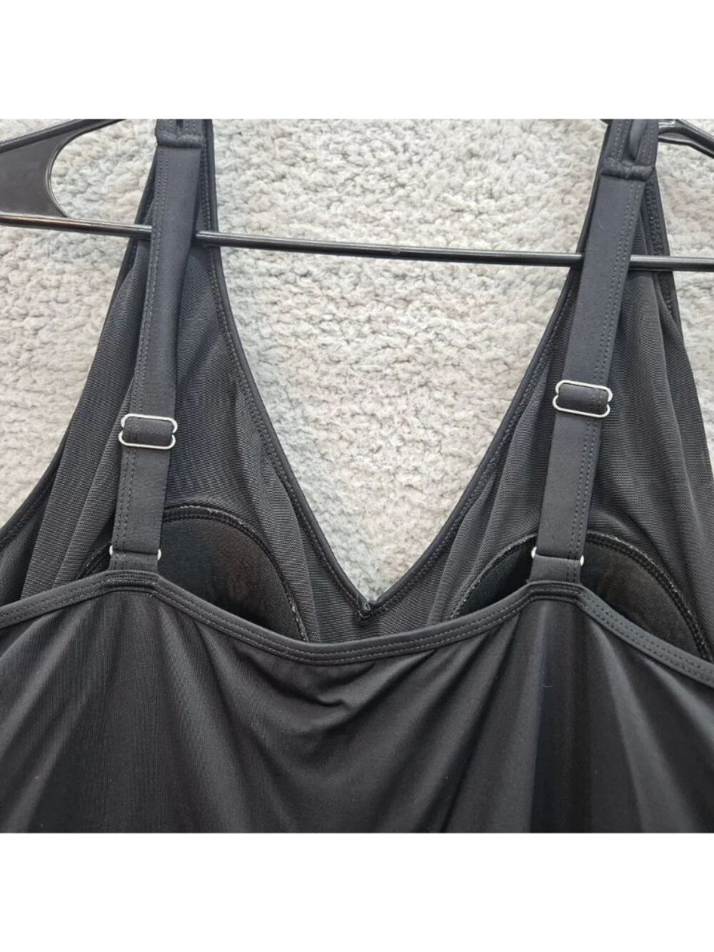 Swimsuit For All Black Blue Size 28 Tropical Print Swim Dress Adjustable Straps